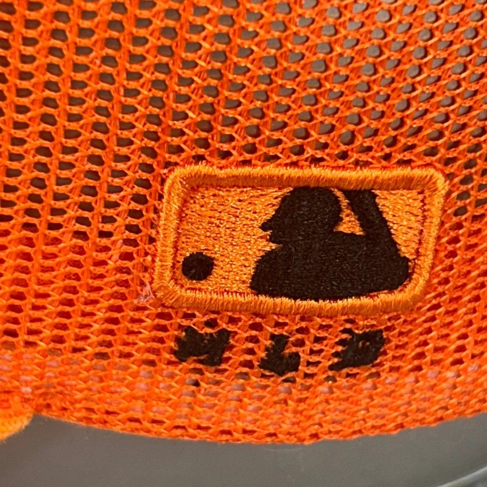 O's Script Mens Orange MLB Trucker Hat Mesh Snapback OSFM